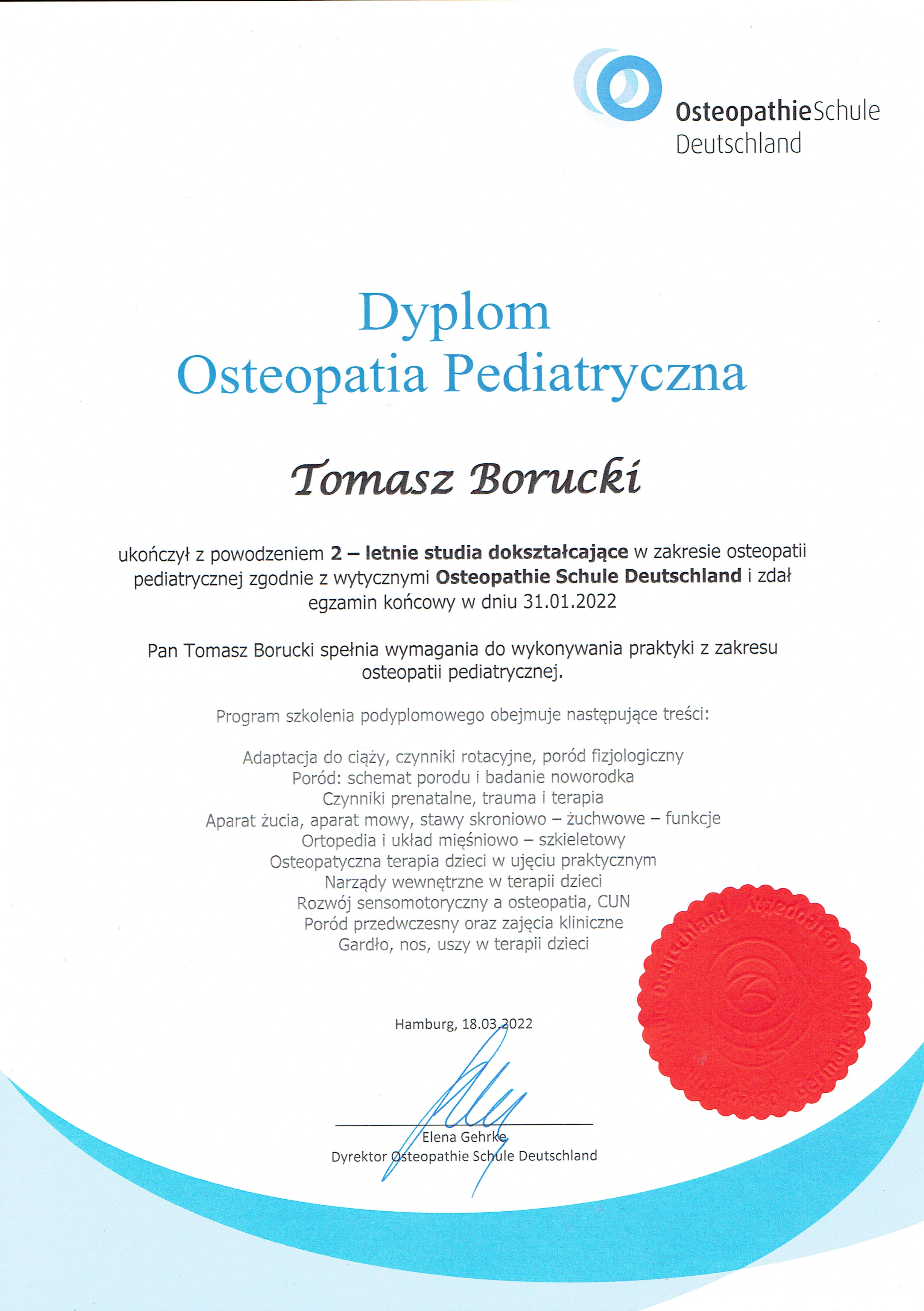 2 letnia Osteopatia pediatryczna OSD